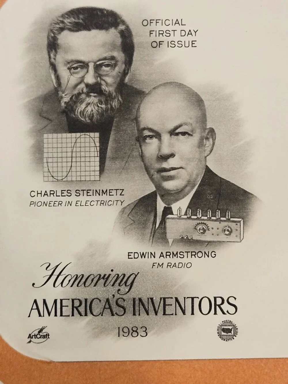 RARE COLLECTIBLE USPS 1ST DAY ISSUE AMERICAS INVENTORS STEINMETZ ARMSTRONG STAMP